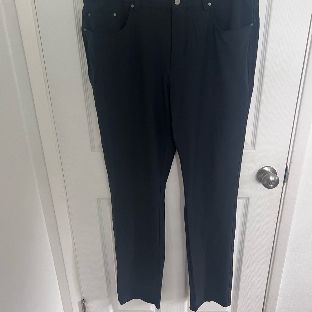 Greg Norman Black Straight-Leg Trousers